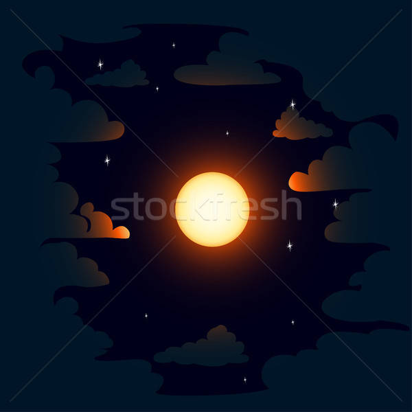 Stock photo: Night starry sky with clouds