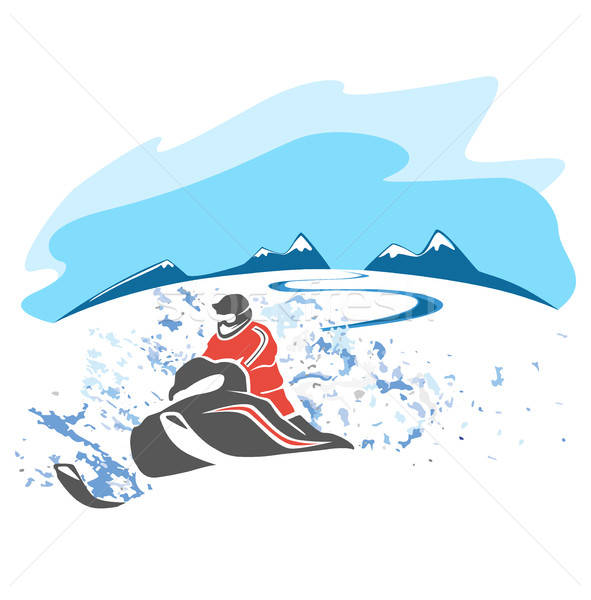 Riding a snowmobile picture Stock photo © bedlovskaya