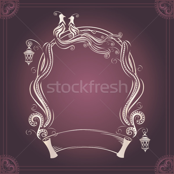 Vintage wedding frame with bird Stock photo © bedlovskaya