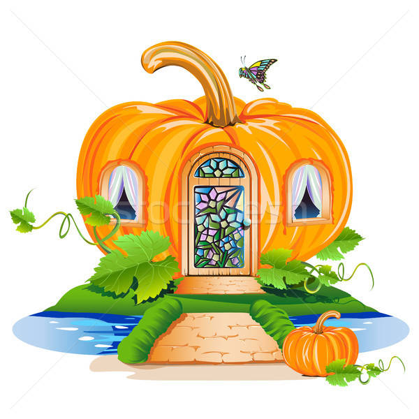 fairy little house made of pumpkin Stock photo © bedlovskaya