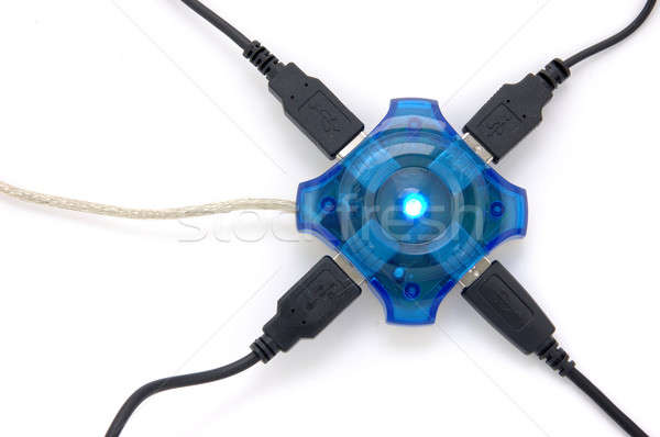 Connected usb hub with blue light Stock photo © bedo