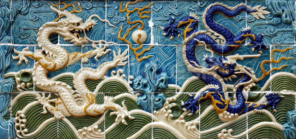 дракон стены два фон синий Сток-фото © bedo
