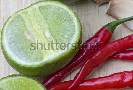 chili lemon and garlic ingredient for cooking Stock photo © beemanja