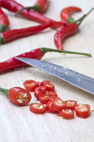 red hot chili pepper on a chopping block Stock photo © beemanja