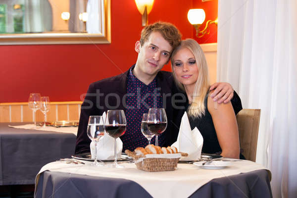 Loving couple enjoying a romantic dinner Stock photo © belahoche