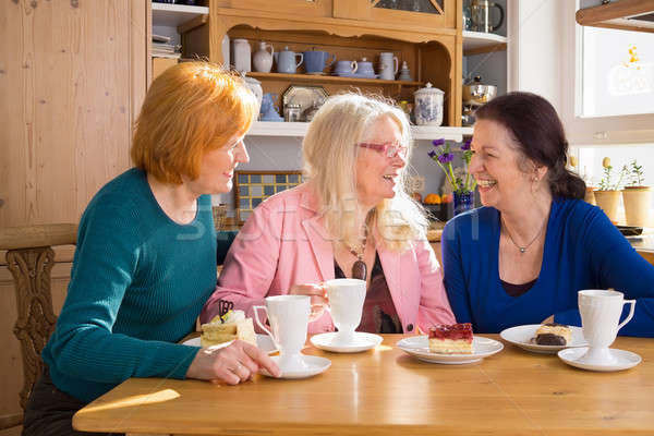 Adult Female Friends Having Snacks at the Table Stock photo © belahoche