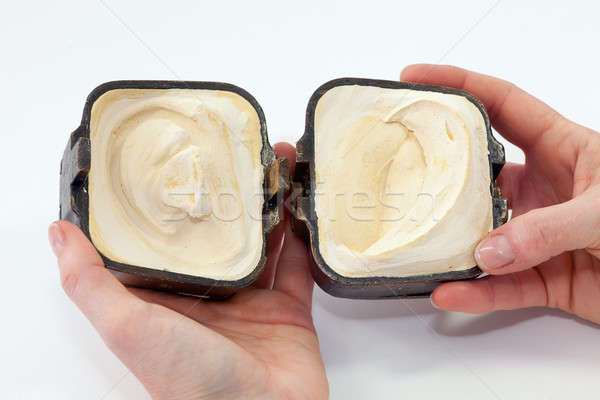 Negative Ear Form Plaster Ready for Silicone Stock photo © belahoche