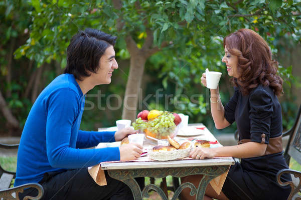 Attractive young couple on date Stock photo © belahoche