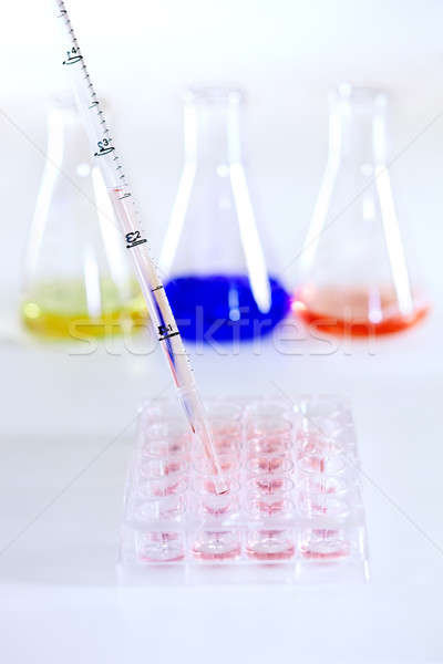 Pipetting substrate into a tray in the laboratory.  Stock photo © belahoche