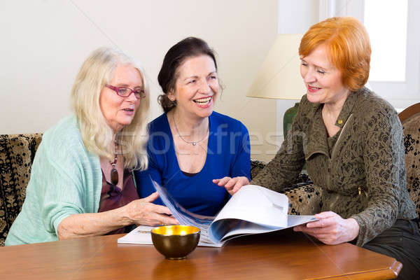 Volwassen vrouwelijke vrienden pauze wonen Stockfoto © belahoche