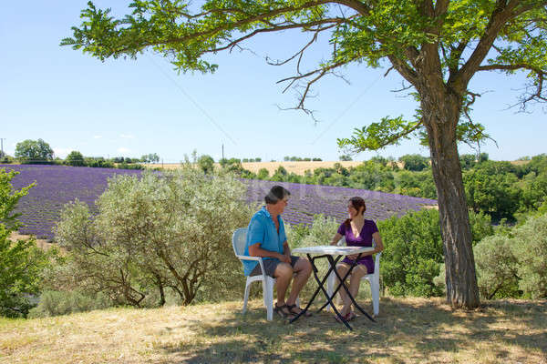 Paar camping plaats man vrouw tent Stockfoto © belahoche