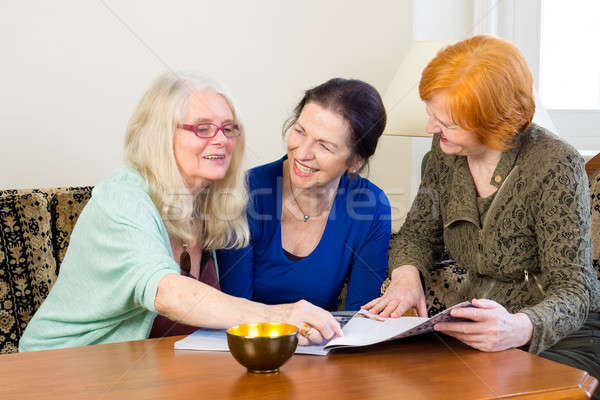 Adult Women Friends Chatting at the Living Area Stock photo © belahoche