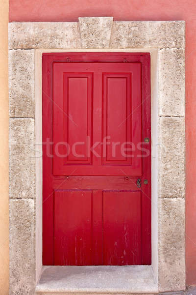 Red coffered door Stock photo © belahoche