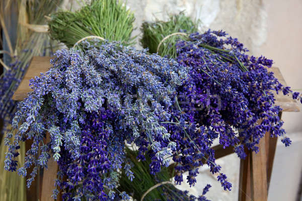 Lavendel samen string houten tafel verkoop Stockfoto © belahoche