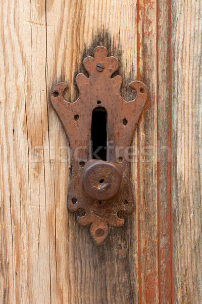 Stock photo: Old doorlock detail
