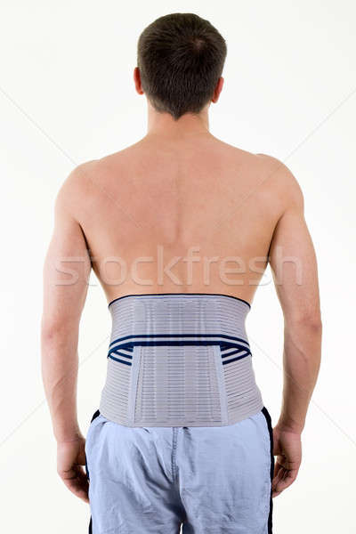 Férfi visel támogató alsó hát hátsó nézet Stock fotó © belahoche