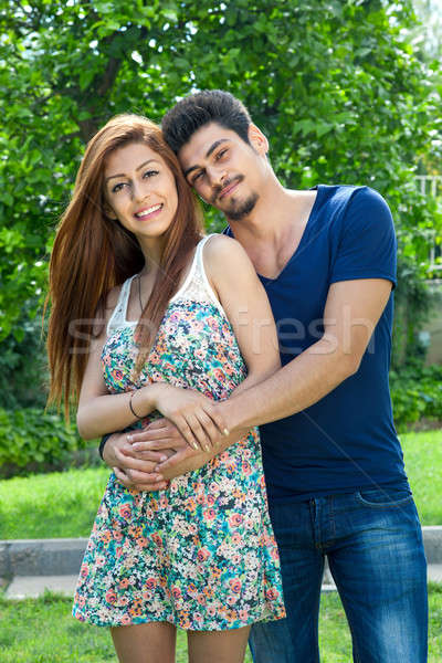 Happy smiling romantic couple Stock photo © belahoche