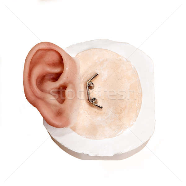 矽膠 人的 耳朵 夾 孤立 白 商業照片 © belahoche