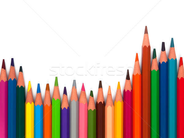 Színes ceruzák szett izolált fehér iskola Stock fotó © Belyaevskiy