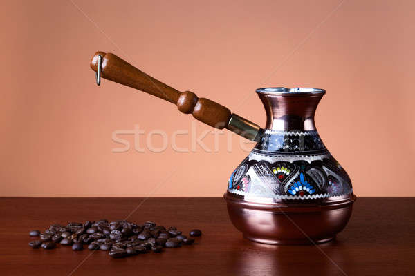 Kávé idő török edény pörkölt kávé Stock fotó © Belyaevskiy