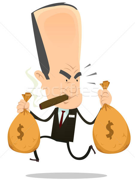 Ilustracja funny złe bankier uruchomiony z dala Zdjęcia stock © benchart