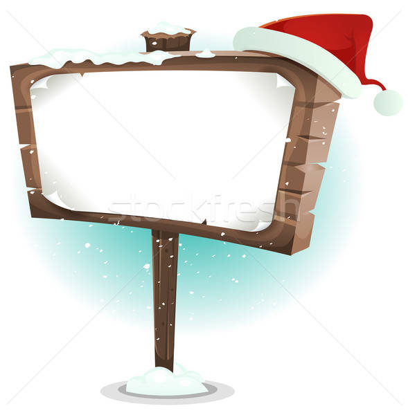 Santa Claus Hat On Wood Sign Stock photo © benchart