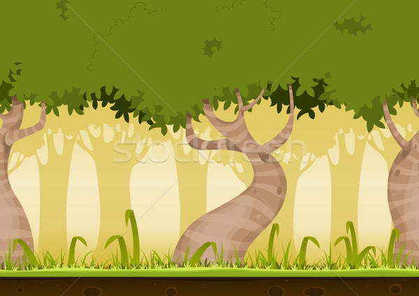 Naadloos bos landschap illustratie cartoon horizontaal Stockfoto © benchart