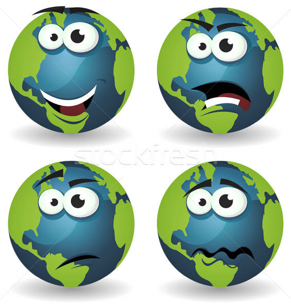 Cartoon Earth Icons Emotions Stock photo © benchart