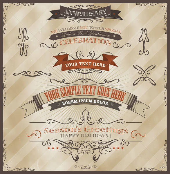 Vintage Invitation And Season's Greetings Stock photo © benchart