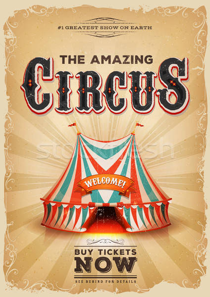 Vintage oude circus poster Rood Blauw Stockfoto © benchart