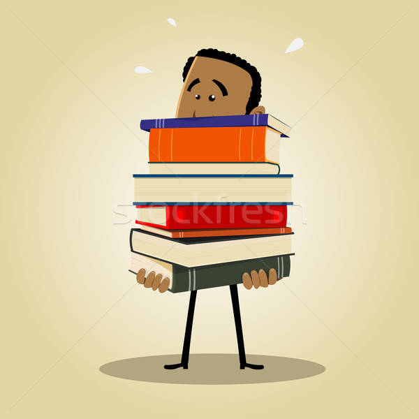 Ocupat bibliotecar ilustrare Afro om Imagine de stoc © benchart