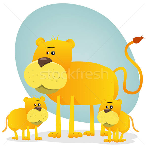 Female Lion And Its Babies Stock photo © benchart