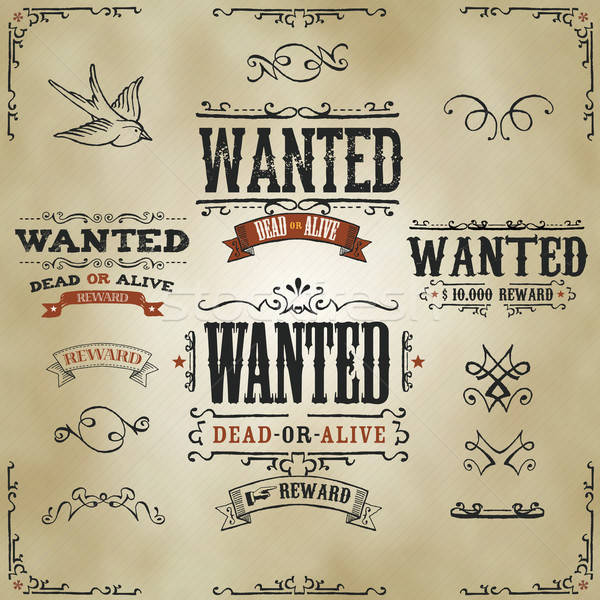 Wanted Vintage Western Banners Stock photo © benchart