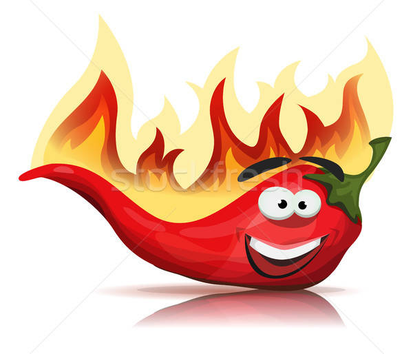 Red Hot Chili Pepper Character With Burning Flames Stock photo © benchart