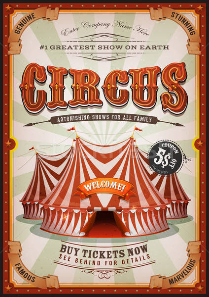 Vintage Circus Poster With Big Top Stock photo © benchart