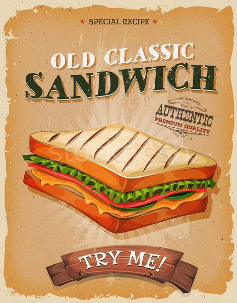 Grunge And Vintage Sandwich Poster Stock photo © benchart