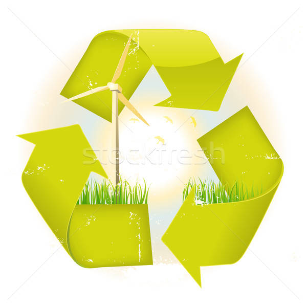 Grunge újrahasznosítható szimbólum illusztráció öko erős Stock fotó © benchart