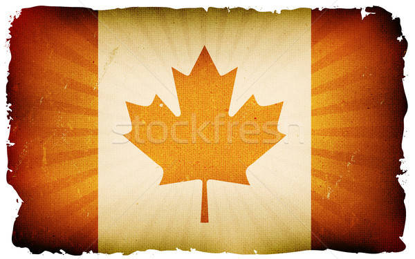 Vintage bandera anunciante ilustración bandera canadiense rojo Foto stock © benchart