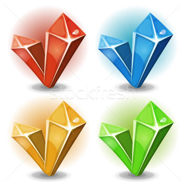 Karikatur Edelsteine Diamanten Symbole Illustration Set Stock foto © benchart