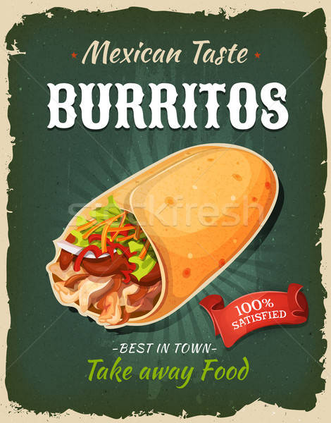 Retro Fast Food Mexican Burritos Poster Stock photo © benchart