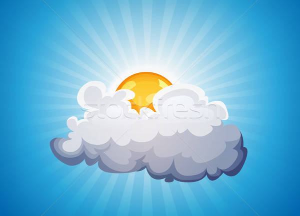 Hemel zonneschijn wolk illustratie cartoon zon Stockfoto © benchart