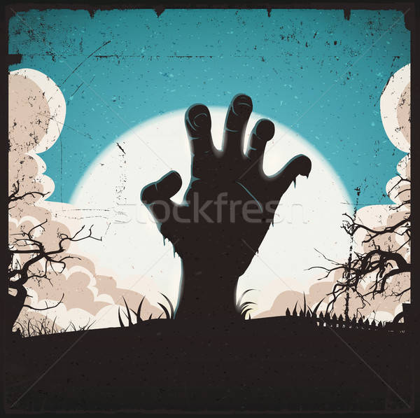 Imagine de stoc: Zombie · mână · halloween · ilustrare · desen · animat