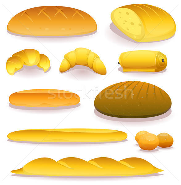 Kenyér pékség ikon szett illusztráció szett különböző Stock fotó © benchart