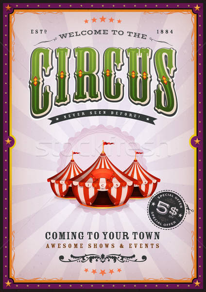 Jahrgang Zirkus Plakat Sonnenstrahlen Illustration grünen Stock foto © benchart