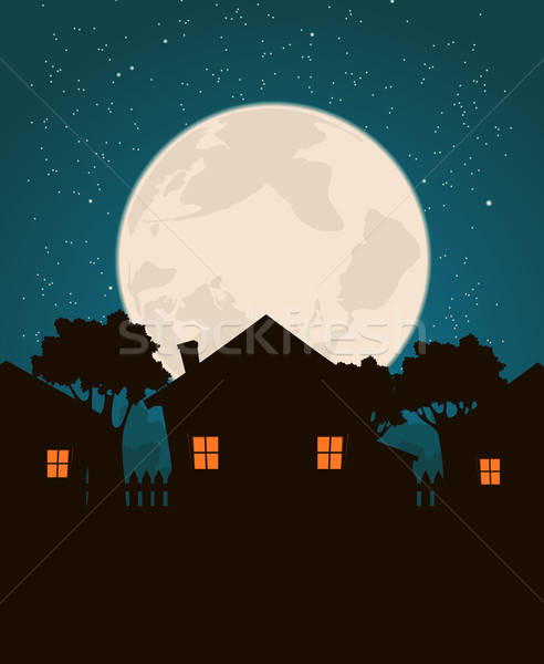 Homes In The Moonlight Stock photo © benchart