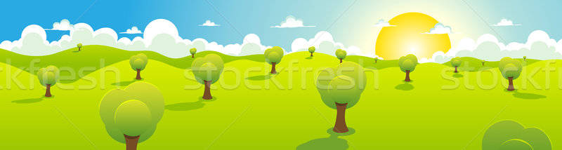 Cartoon Spring Or Summer Landscape Header Stock photo © benchart
