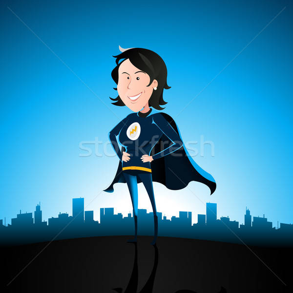 Cartoon Blue Super Lady Stock photo © benchart