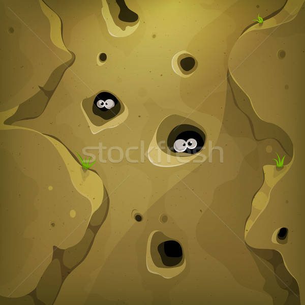 Funny Eyes Inside Mountains Wall Stock photo © benchart