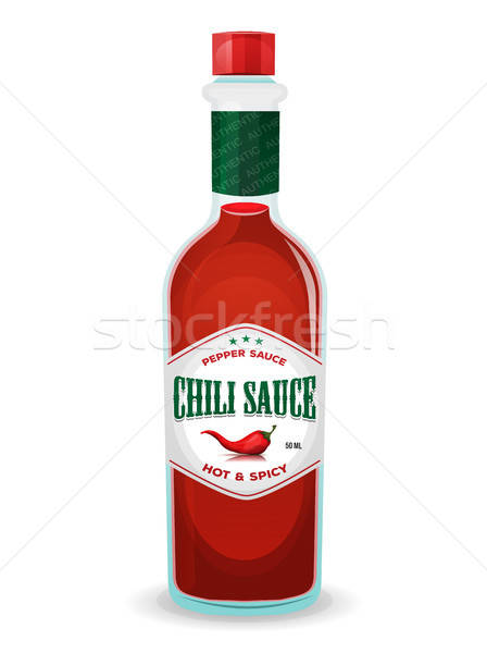 Stock foto: Sauce · Flasche · Illustration · Karikatur · rot