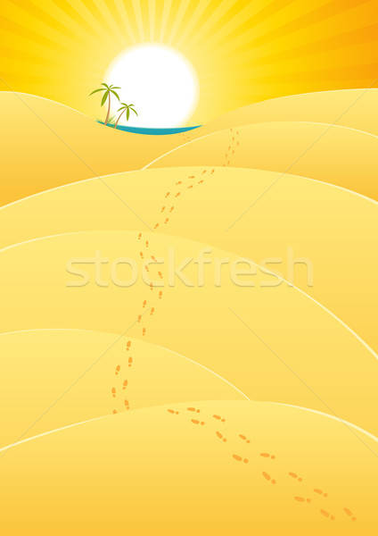 Oase Wüste Illustration Karikatur lange Reise Stock foto © benchart